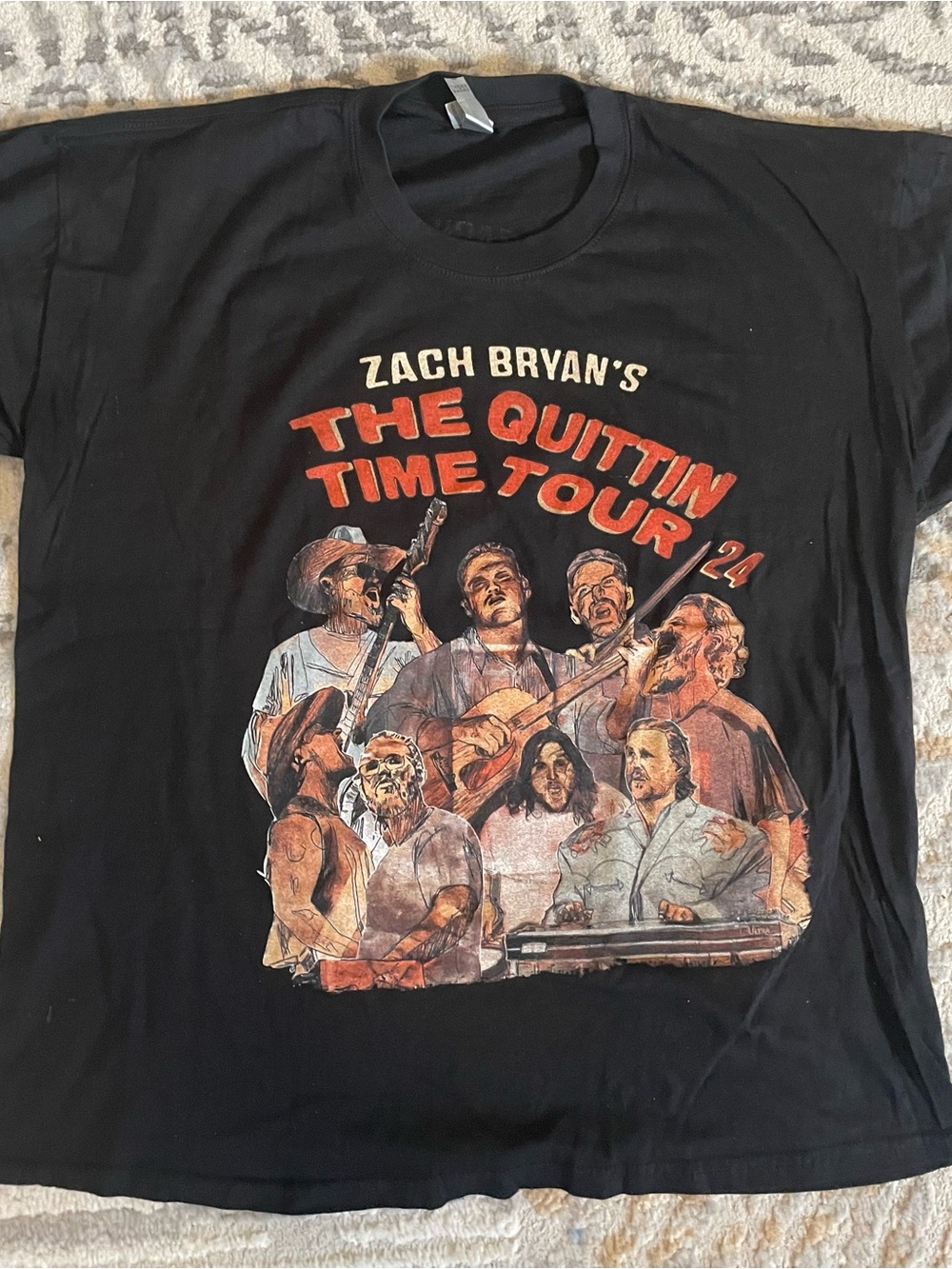 Zach Bryan Shirt Mens Small Black Quittin Time Tour 24 Concert Band Tee Country
